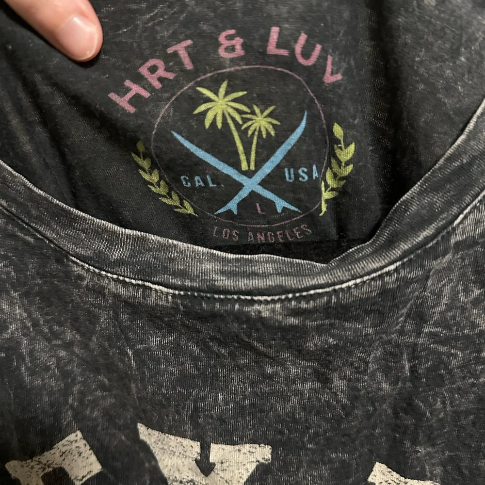 Black Mineral Washed Texas Graphic Short Sleeve Shirt size large - Picture 3 of 5